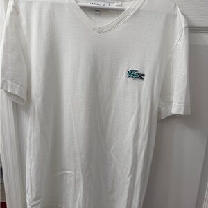 Lacoste Men's Cream V-Neck Tee